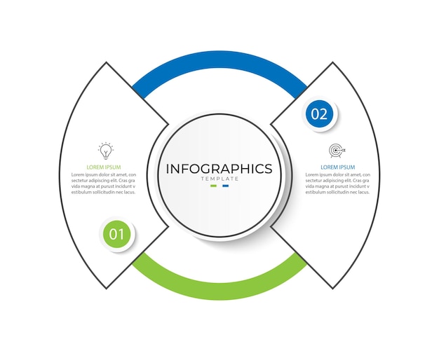 2 step process infographic template vector element