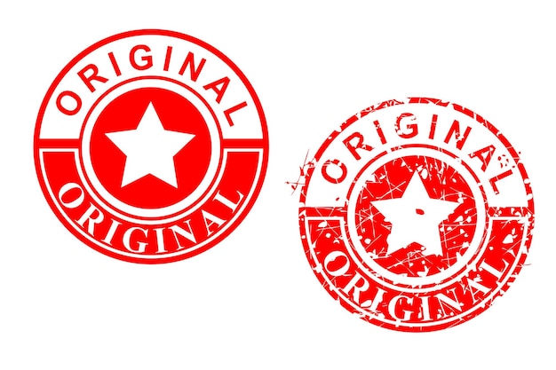 2 Style Vector Red Circle Rubber Stamp Effect, Original
