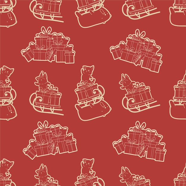 2 tone colors Christmas cartoon seamless pattern