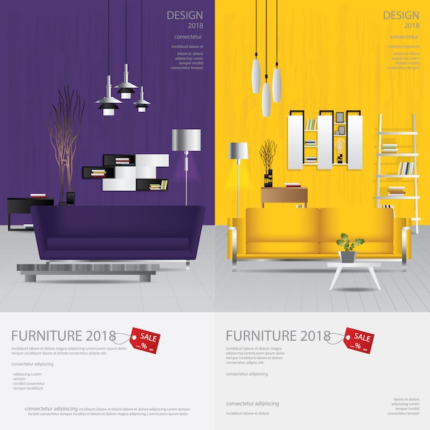 2 Vertical Banner Furniture Sale Design Template