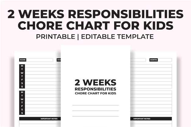 Vettore grafico delle responsabilità di 2 settimane per bambini