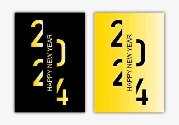 Вектор 2 желтые и черные новогодние открытки