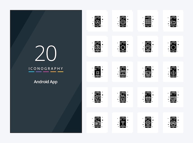 20 Android App Solid Glyph icoon voor presentatie Vector iconen illustratie