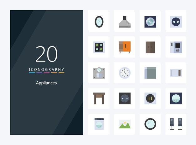 Vector 20 appliances flat color icon for presentation vector icons illustration