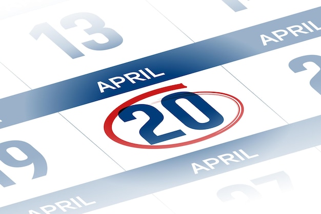 20 april 2025 year calendar day illustration