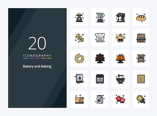 20 Baking line Filled icon for presentation