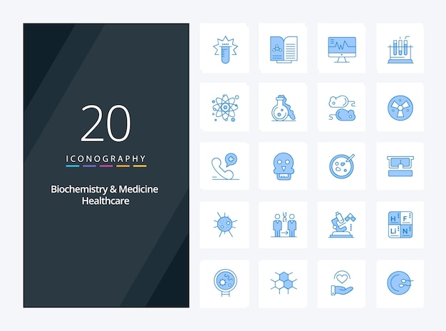 Vector 20 biochemistry and medicine healthcare blue color icon for presentation vector icons illustration