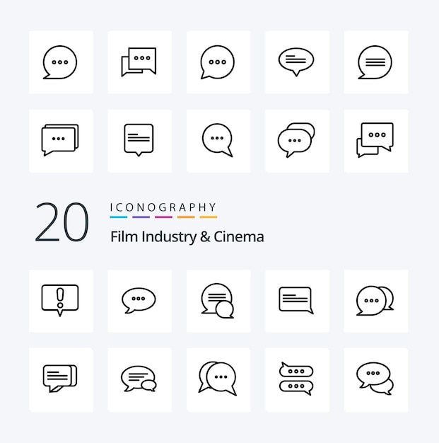 Vector 20 cenima line icon pack like comment chatting messages message chat