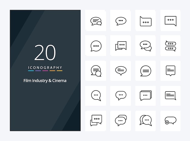 Vector 20 cenima outline icon for presentation