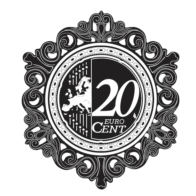 20 cent euromunt met frame 2 handgemaakte silhouette collectie