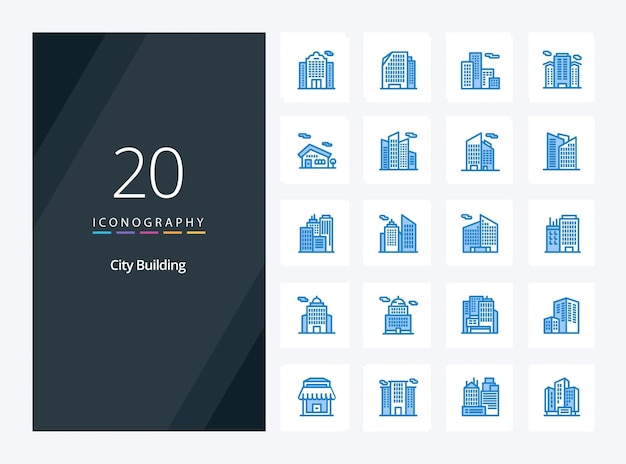 벡터 프리젠 테이션 벡터 아이콘 그림에 대한 20 도시 건물 파란색 아이콘