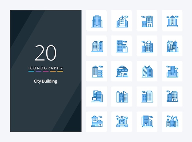 Vector 20 city building blue color icoon voor presentatie vector iconen illustratie