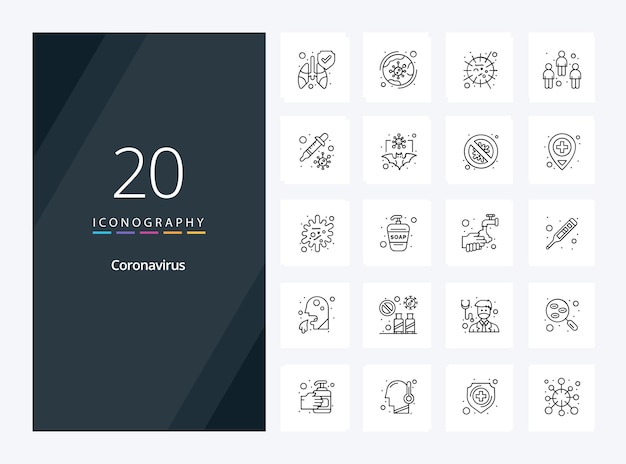 20 Coronavirus Outline icon for presentation Vector Line icons illustration