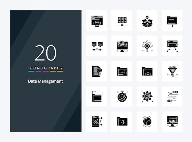 20 Data Management Solid Glyph icon for presentation Vector icons illustration