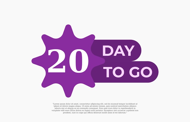20 Day To Go Предложение продажи бизнес-знаков векторная иллюстрация искусства с фантастическим шрифтом и красивым фиолетово-белым цветом