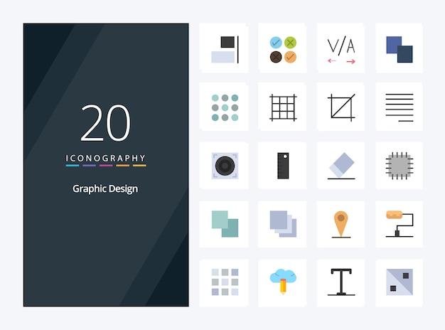 벡터 프레 젠 테이 션 벡터 아이콘 그림에 대 한 20 디자인 플랫 컬러 아이콘