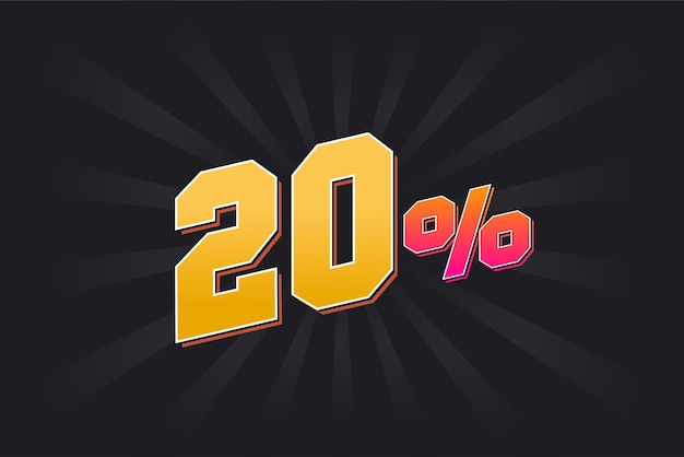 Vector 20 discount banner with dark background and yellow text 20 percent sales promotional design