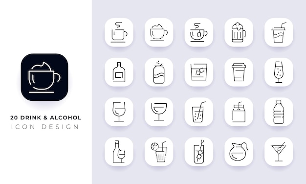 20 drink alcohol icon design