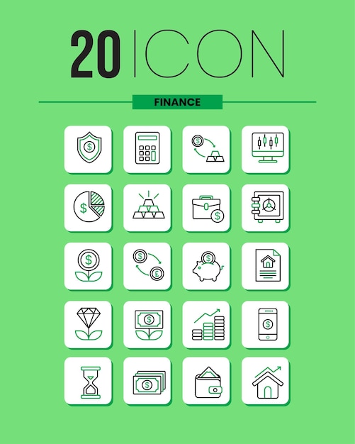 20 financiële lijn Icon Pack