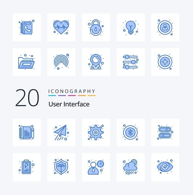 20 Gebruikersinterface Blauwe kleurpictogram Pack like battery user setting user interface user