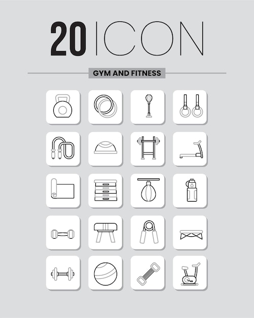 20 Gym And Fitness Line Icon Pack