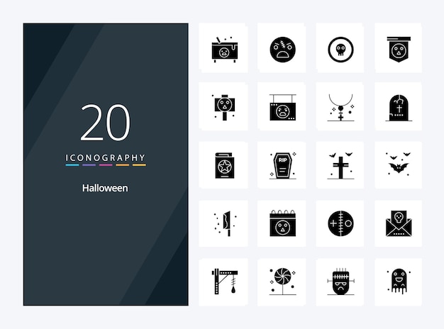 20 ハロウィン プレゼンテーション用ソリッド グリフ アイコン