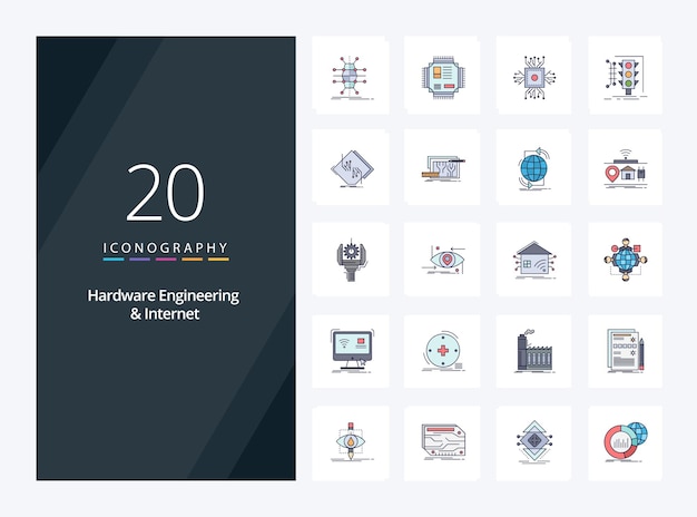 Vector 20 hardware engineering and internet line filled icon for presentation vector icons illustration