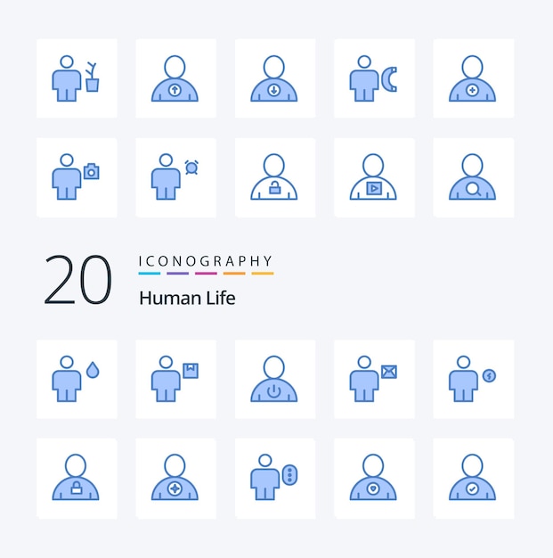 20 human blue color icon pack like envelope avatar package standby energy