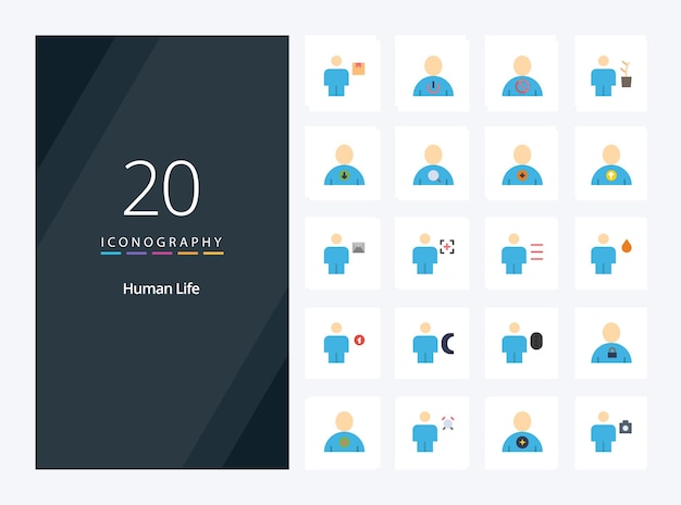 Vector 20 human flat color icon for presentation vector icons illustration