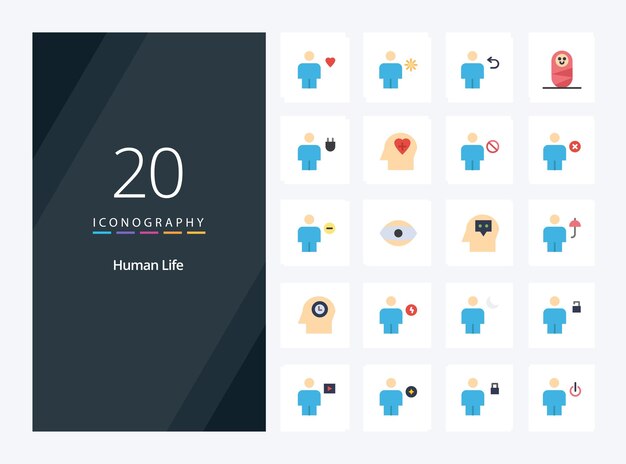 20 human flat color icon for presentation