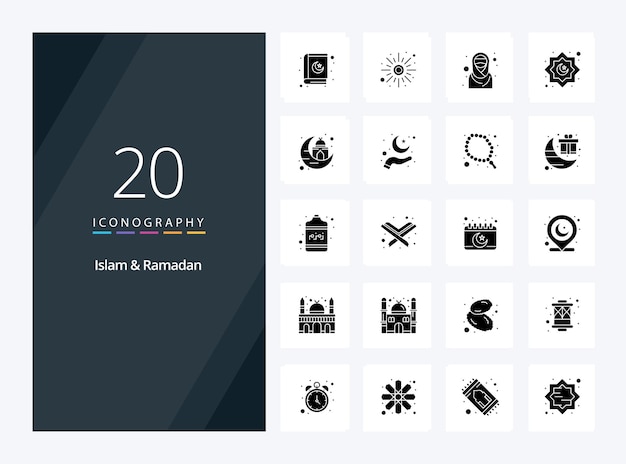 20 islam and ramadan solid glyph icon for presentation