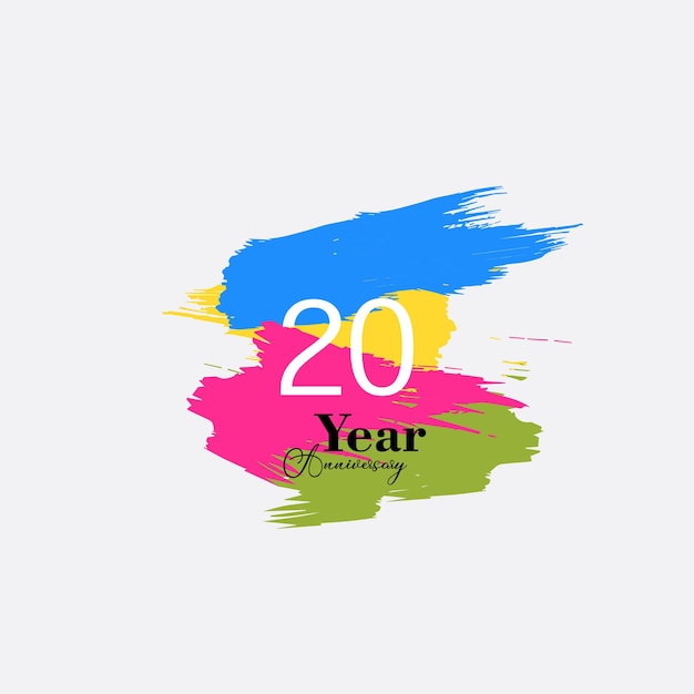 20 jaar verjaardag viering kleur vector sjabloon ontwerp illustratie