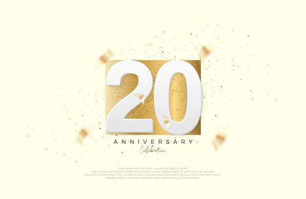 20-jarig jubileumfeest met cijfers op elegant goudpapier