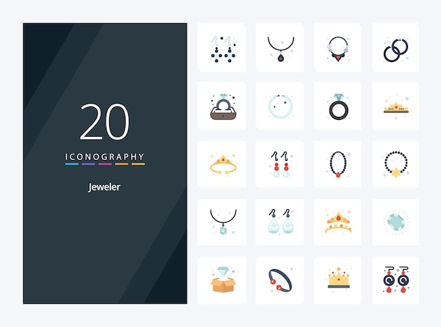 20 Jewellery Flat Color icon for presentation