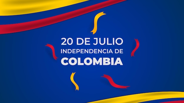 20 juli Colombia achtergrond met golvende vlaggen