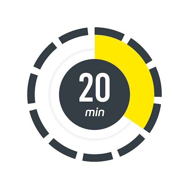 20 minutes timer Stopwatch symbol in flat style Vector illustration