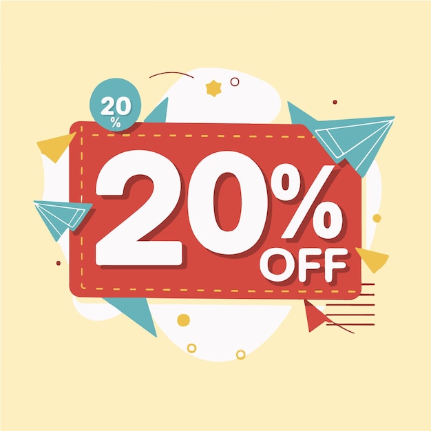 Vector 20 off particle sale discount banner discount offer price tag vector modern sticker illustration