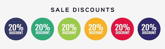 20 percent discount and sale labels set