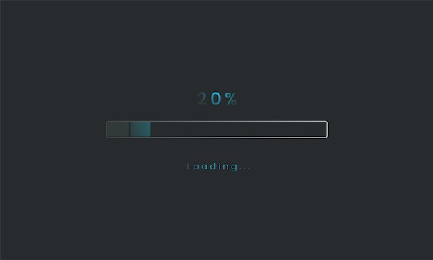 20 percent Futuristic dark blue Progress loading bar Loading bar process of indicators