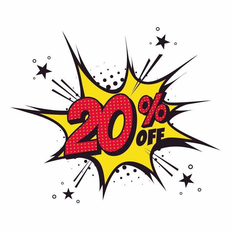 Vector 20 percent off comic book style art special offer and discount