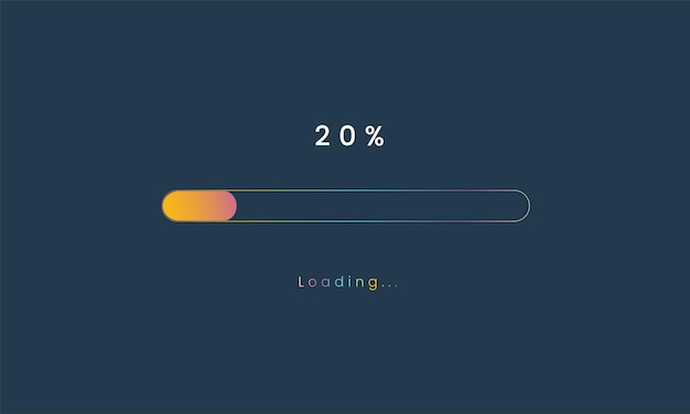 Vector 20 percent rainbow loading bar upload user interface colorful futuristic loading symbol