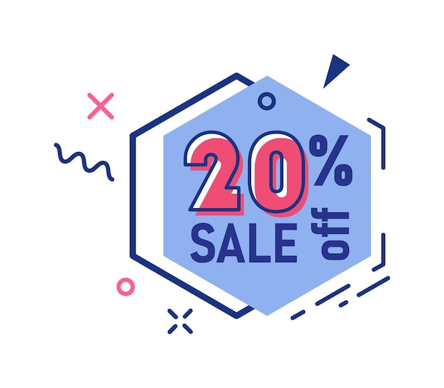 20 percent sale off price reduction discount sticker vector
