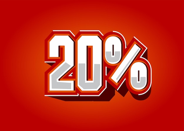 Vector 20 percentage icon in vector discount and promotion red and orange