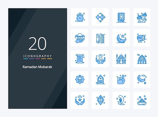 20 Ramadan Blue Color icon for presentation