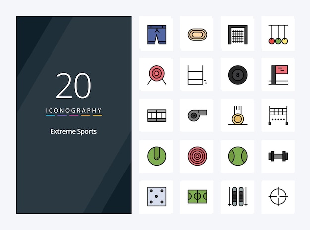 20 sport line filled icon for presentation vector icons illustration