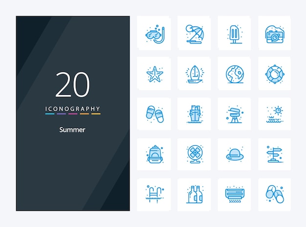 Vector 20 summer blue color icon for presentation