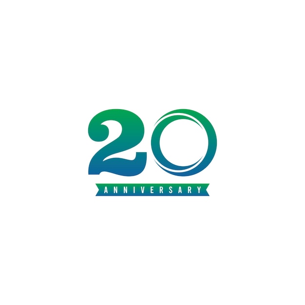 20 th anniversary logo gradation on white background