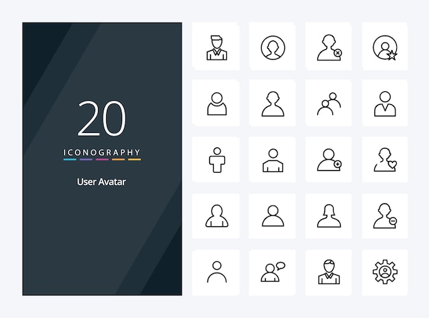 20 user outline icon for presentation