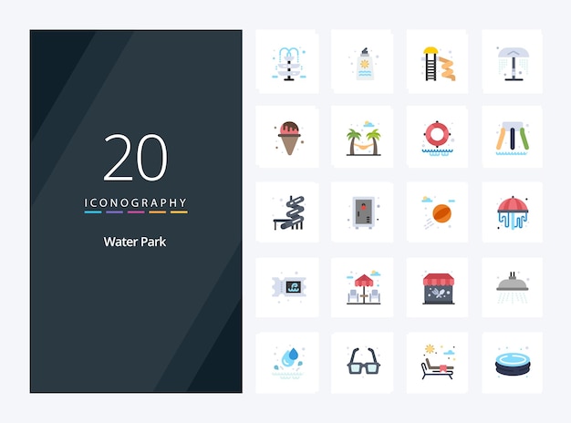 20 water park flat color icon for presentation vector icons illustration