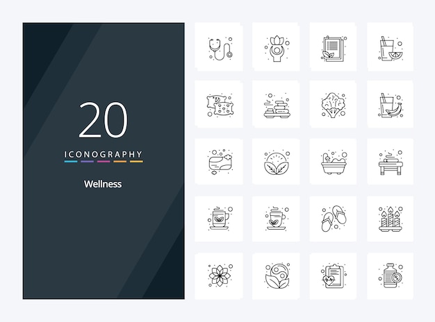 Vector 20 wellness outline icon for presentation vector line icons illustration